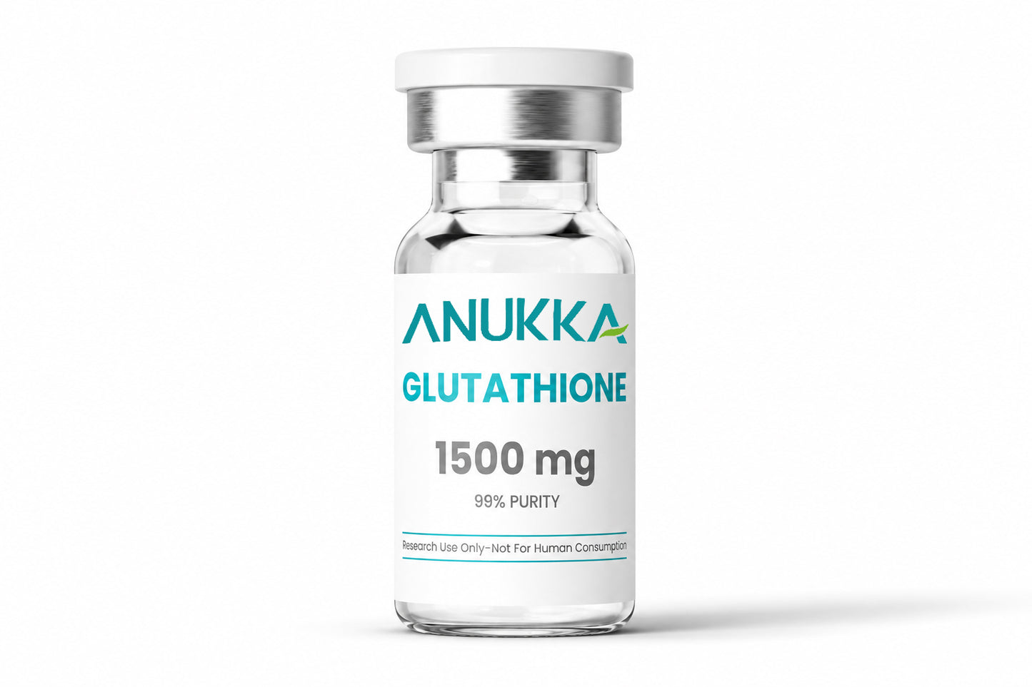 Glutathione 1500mg labeled vial product packaging on white background
