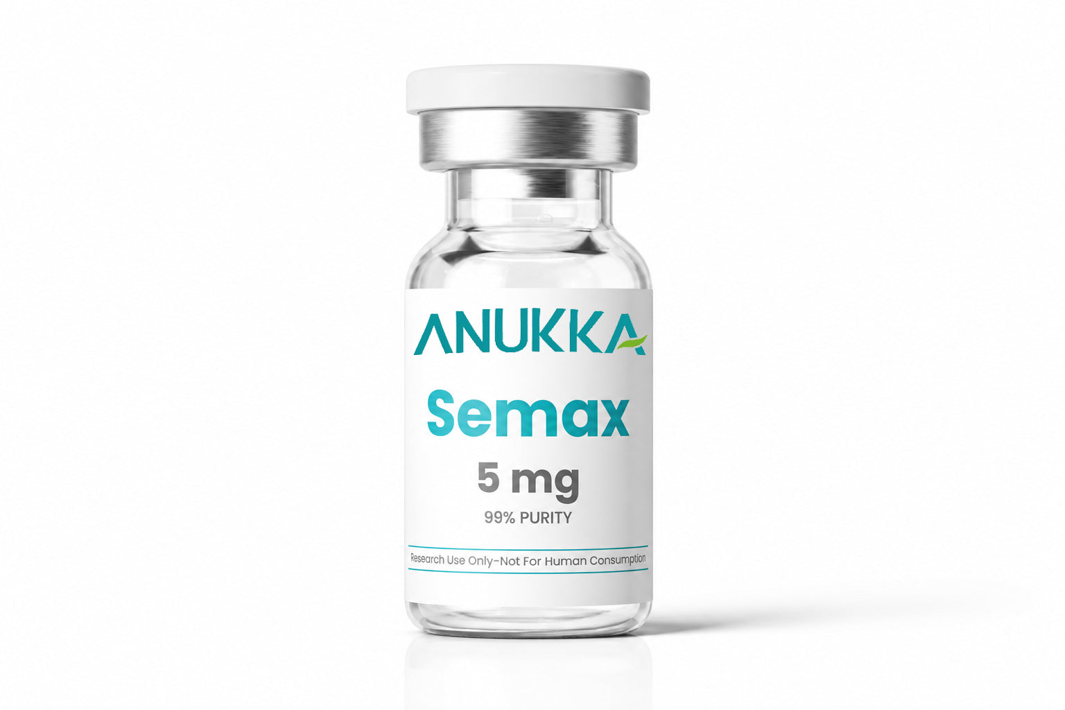 Semax 5mg labeled vial with clear product label on white background
