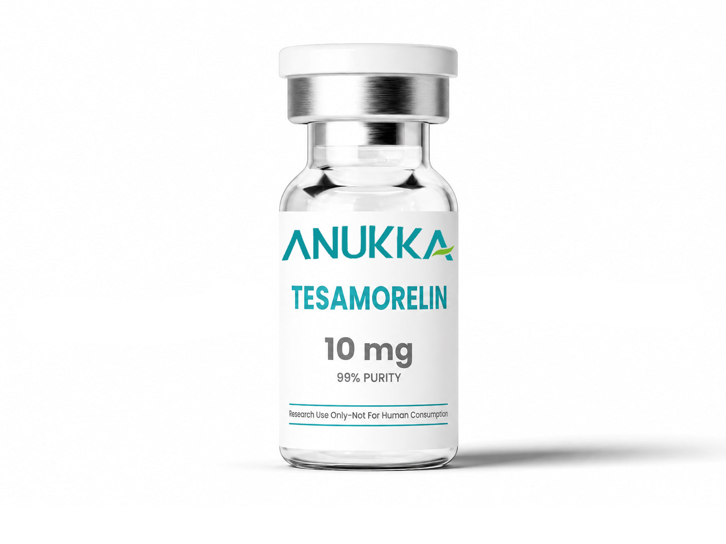 Tesamorelin 10mg labeled vial product packaging on white background