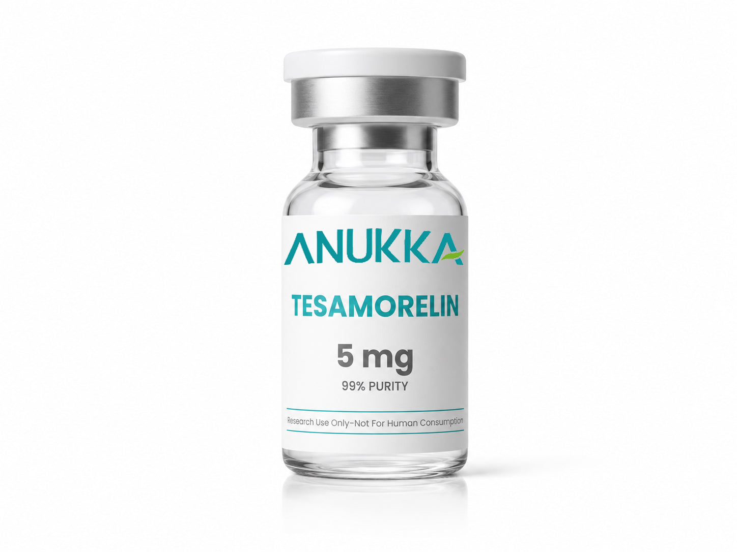 Tesamorelin 5mg labeled vial product packaging on white background