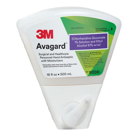 3M Avagard 500 mL surgical hand antiseptic dispenser with a green label