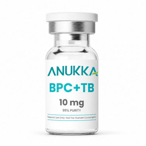 ANUKKA BPC-157 + TB-500 10 mg glass vial with a silver cap