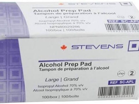 Stevens large 70% isopropyl alcohol prep pad box, 100 pads