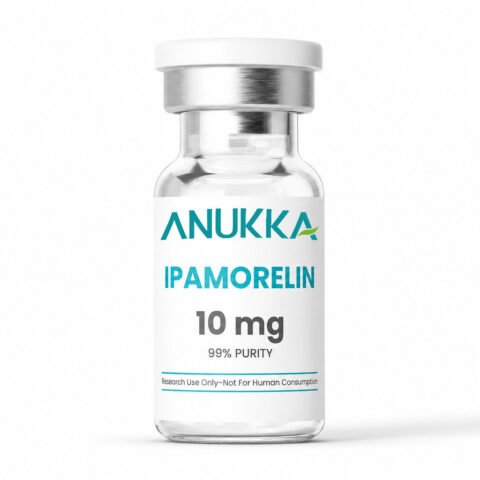 ANUKKA Ipamorelin 10 mg glass vial with a silver cap