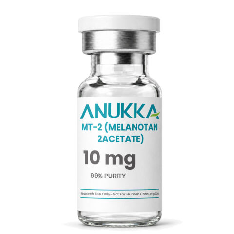 ANUKKA MT-2 (Melanotan 2 Acetate) 10 mg glass vial with a silver cap